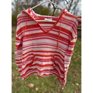 Rip Curl Women's Coverup | Sun to Sea Crochet Poncho Red, Pink &‎ Cream | SZ XS